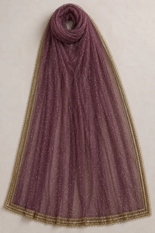 Mauve_White_Stone_Net_Dupatta_for_Women_|_Soft_Net_Fabric_|_Golden_Sequin_&_Gota_Patti_Border_|_Lightweight_Party_Wear,_Wedding_&_Festive_Dupatta_|_2_Meter