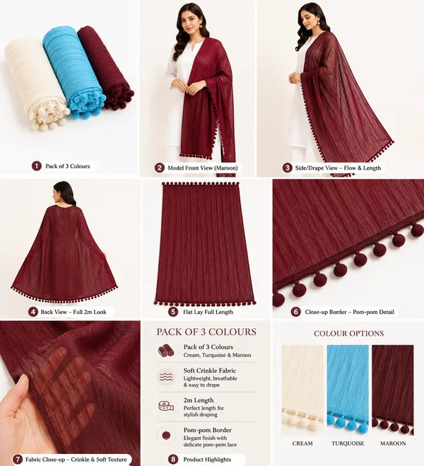 Women's_Pure_Cotton_Dupatta_Combo_Pack_of_3_|_White,_Aqua_Blue_&_Wine_|_Soft_Breathable_Everyday_Dupatta_Set