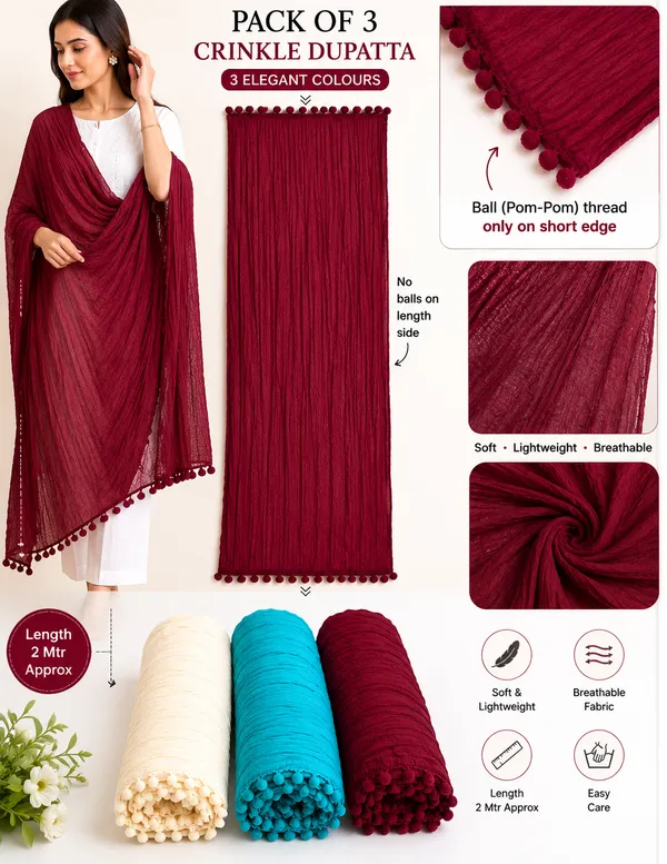 Women's_Pure_Cotton_Dupatta_Combo_Pack_of_3_|_White,_Aqua_Blue_&_Wine_|_Soft_Breathable_Everyday_Dupatta_Set