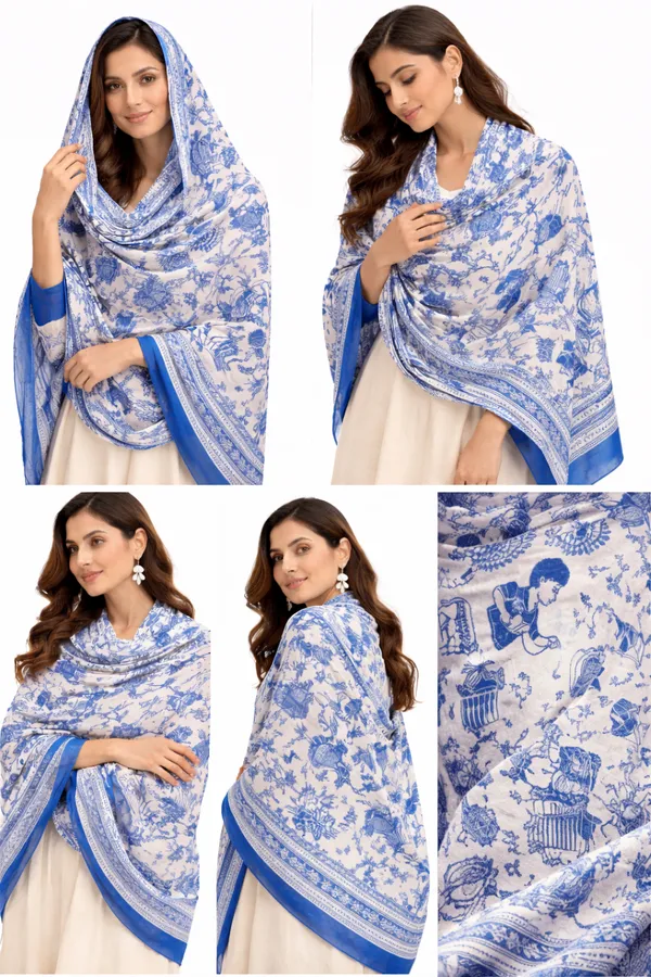 Blue_Wool_With_Viscose_Soft_Story_Shawl_For_Unisex