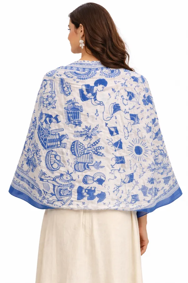 Blue_Wool_With_Viscose_Soft_Story_Shawl_For_Unisex