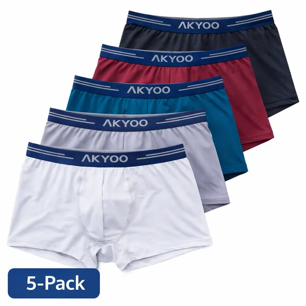AKYOO_Multicolour_combo_of_5_Men's_Trunk_Underwear_Soft_Cotton_Stretch_Innerwear_for_Daily_Wear_Breathable_Comfortable_Fit