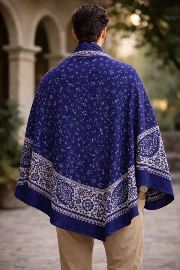 Royal_Blue_Wool_With_Viscose_Soft_Kashmiri_Paisley_Design_Shawl_For_Women