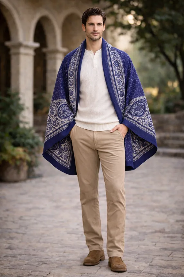 Royal_Blue_Wool_With_Viscose_Soft_Kashmiri_Paisley_Design_Shawl_For_Women