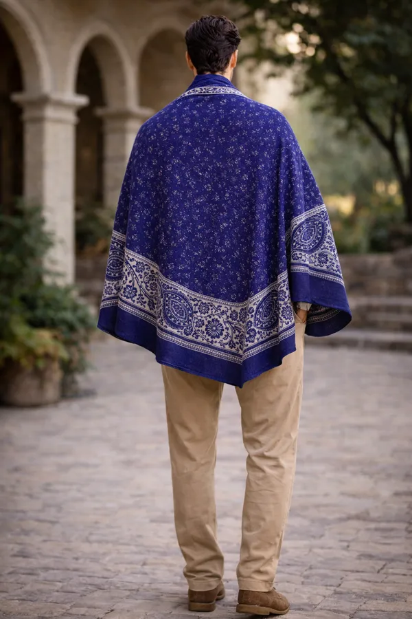 Royal_Blue_Wool_With_Viscose_Soft_Kashmiri_Paisley_Design_Shawl_For_Women