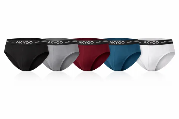 AKYOO_Multicolour_combo_of_5_Men's_Brief_Underwear_Soft_Cotton_Stretch_Innerwear_for_Daily_Wear_Breathable_Comfortable_Fit