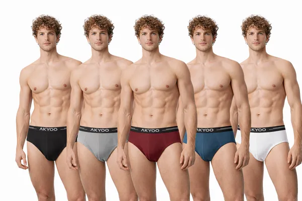 AKYOO_Multicolour_combo_of_5_Men's_Brief_Underwear_Soft_Cotton_Stretch_Innerwear_for_Daily_Wear_Breathable_Comfortable_Fit