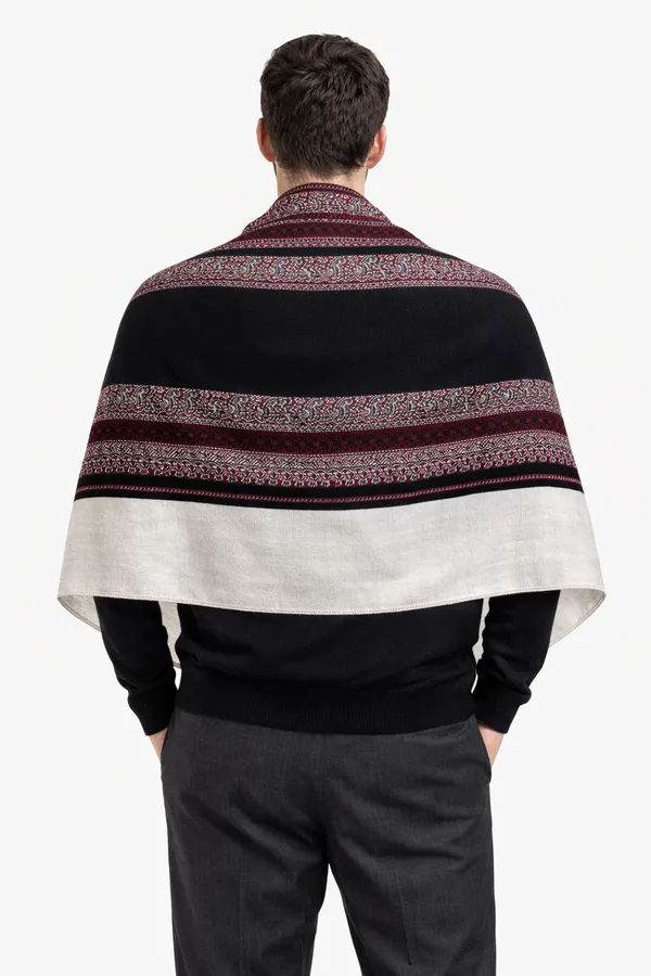 Black_And_Maroon_Wool_With_Viscose_Soft_Ethnic_Shawl_For_Men