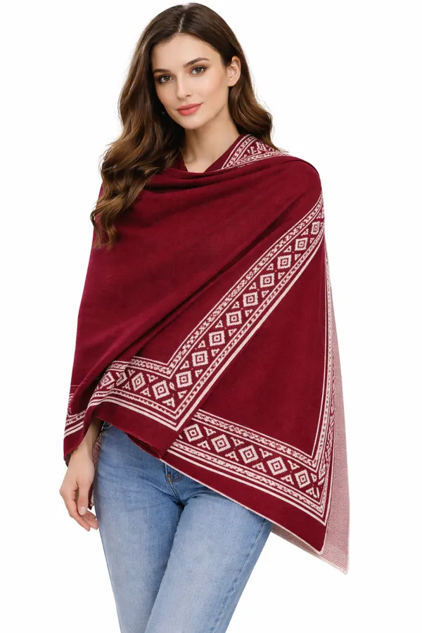 Maroon_And_White_Wool_With_Viscose_Soft_Ethnic_Shawl_For_Women