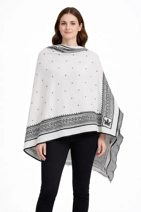 Black_And_White_Wool_With_Viscose_Soft_Ethnic_Shawl_For_Women