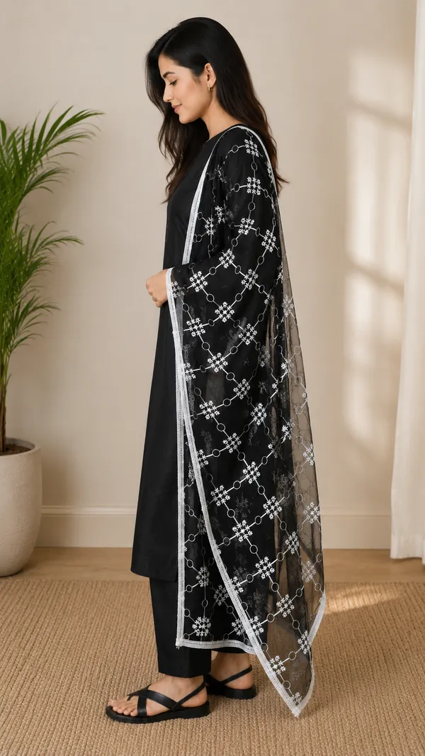 Women's_Black_Saffron_Karachi_Embroidered_Dupatta_|_Net_Dupatta_with_White_Floral_Embroidery_|_Lightweight_Ethnic_Dupatta_for_Kurti,_Suit_&_Festive_Wear_|_2.2_Meter