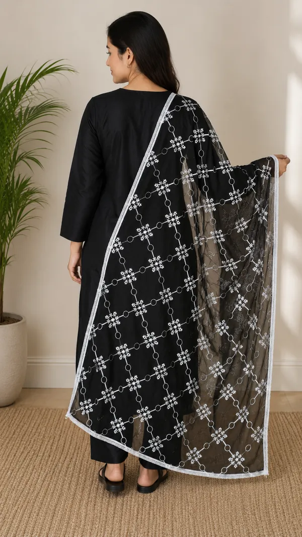 Women's_Black_Saffron_Karachi_Embroidered_Dupatta_|_Net_Dupatta_with_White_Floral_Embroidery_|_Lightweight_Ethnic_Dupatta_for_Kurti,_Suit_&_Festive_Wear_|_2.2_Meter