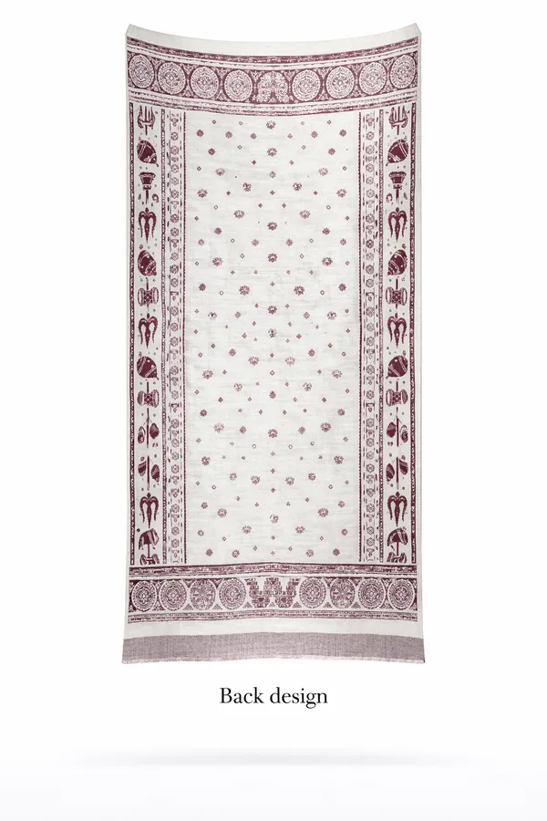 Maroon_And_White_Wool_With_Viscose_Soft_Story_Shawl_For_Women