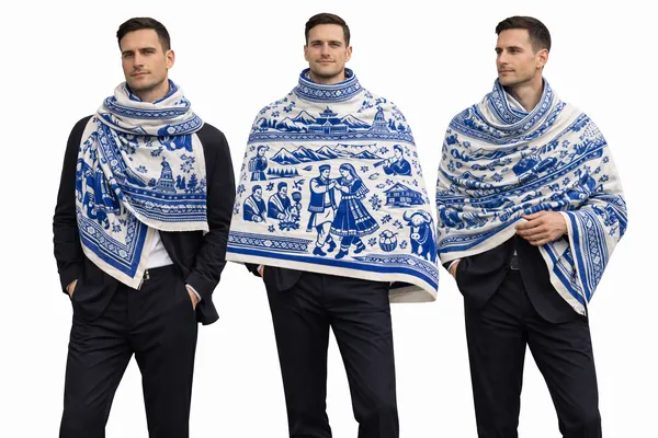 Blue_And_White_Wool_With_Viscose_Soft_Story_Shawl_For_Women