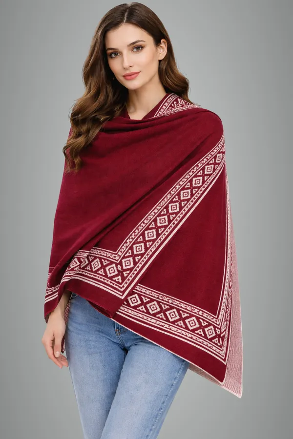 Maroon_And_White_Wool_With_Viscose_Soft_Ethnic_Shawl_For_Women