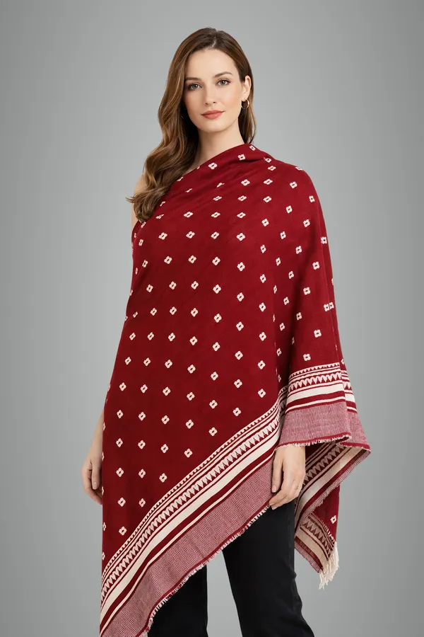 Maroon_Wool_With_Viscose_Soft_Ethnic_Shawl_For_Women