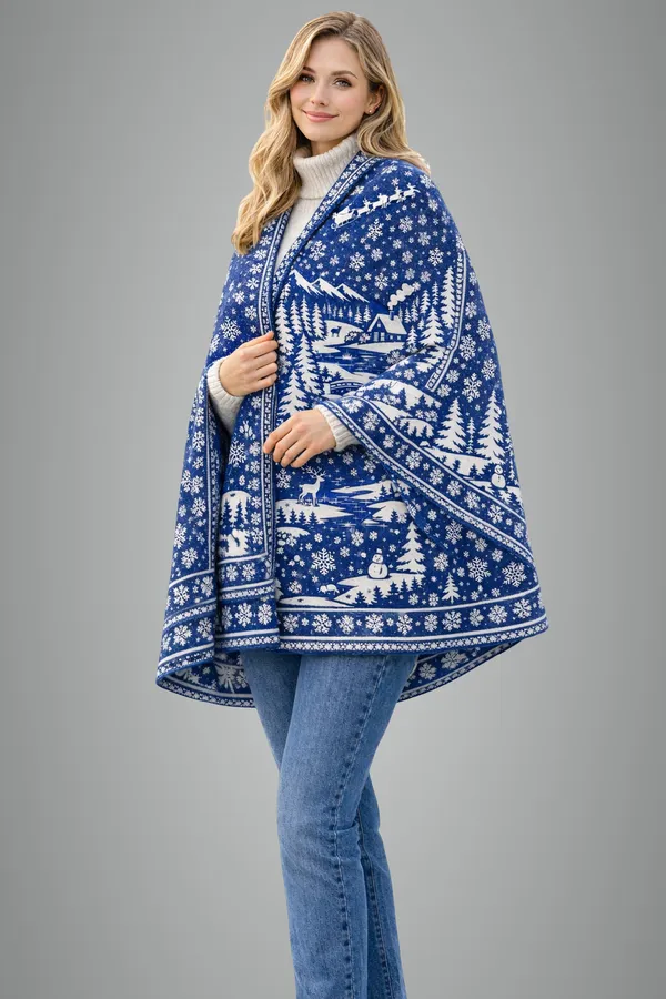 Blue_Wool_With_Viscose_Soft_Story_Shawl_For_Unisex