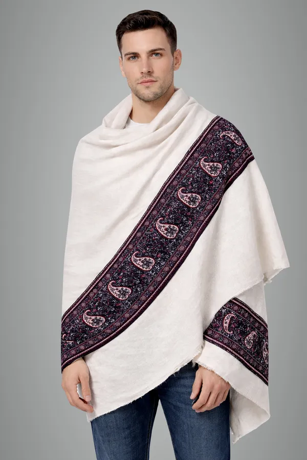White_Wool_With_Viscose_Soft_Ethnic_Shawl_For_Men