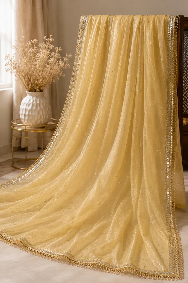 Designer_Mustard_Yellow_Soft_Net_Dupatta_with_White_Stone_Embellishments_&_Elegant_Golden_Sequin_Border