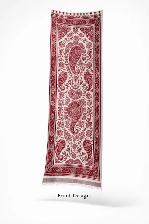 Maroon_And_White_Wool_With_Viscose_Soft_Kashmiri_Paisley_Design_Shawl_For_Women