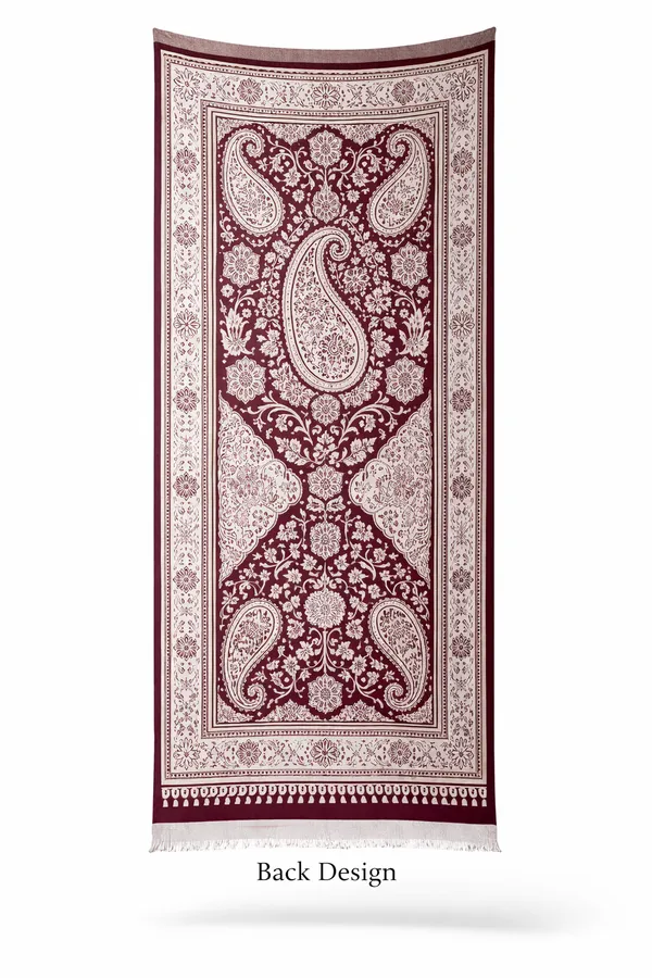 Maroon_And_White_Wool_With_Viscose_Soft_Kashmiri_Paisley_Design_Shawl_For_Women