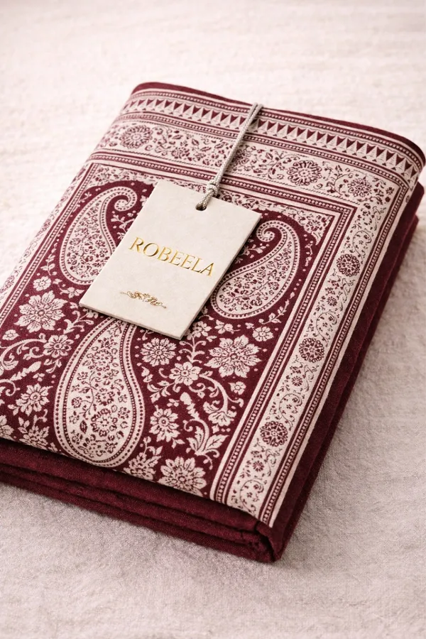 Maroon_And_White_Wool_With_Viscose_Soft_Kashmiri_Paisley_Design_Shawl_For_Women