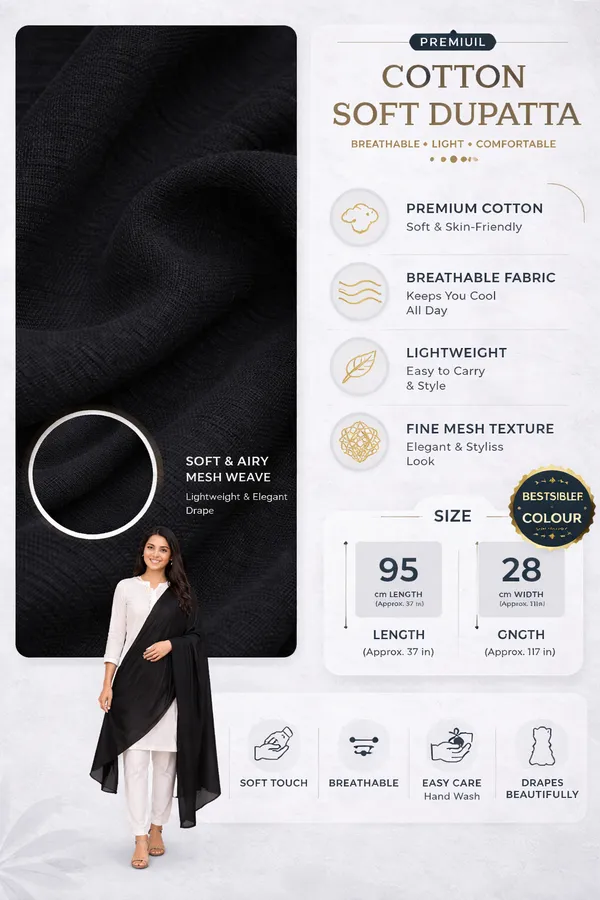 Cotton_Knitted_Black_Dupatta_for_Women_|_Soft_Summer_Wear_Lightweight_Stylish_Dupatta