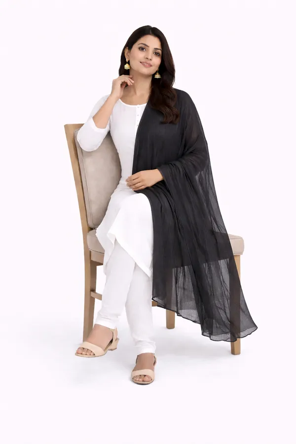 Cotton_Knitted_Black_Dupatta_for_Women_|_Soft_Summer_Wear_Lightweight_Stylish_Dupatta