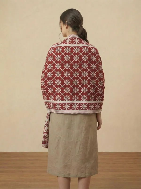 Red_And_White_Wool_With_Viscose_Soft_Ethnic_Shawl_For_Women