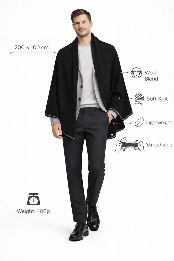 Black_Wool_With_Viscose_Soft_Solid_Shawl_For_Men