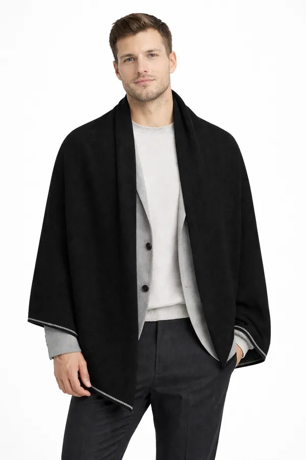 Black_Wool_With_Viscose_Soft_Solid_Shawl_For_Men