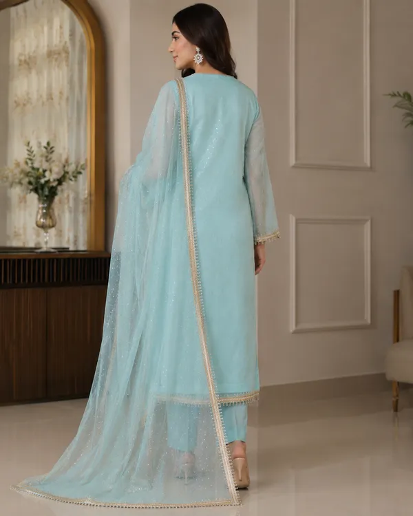 Sky_Blue_White_Stone_Net_Dupatta_for_Women_|_Soft_Net_Fabric_|_Golden_Thread_Border_|_Lightweight_Party_Wear,_Wedding_&_Festive_Dupatta_|_2_Meter