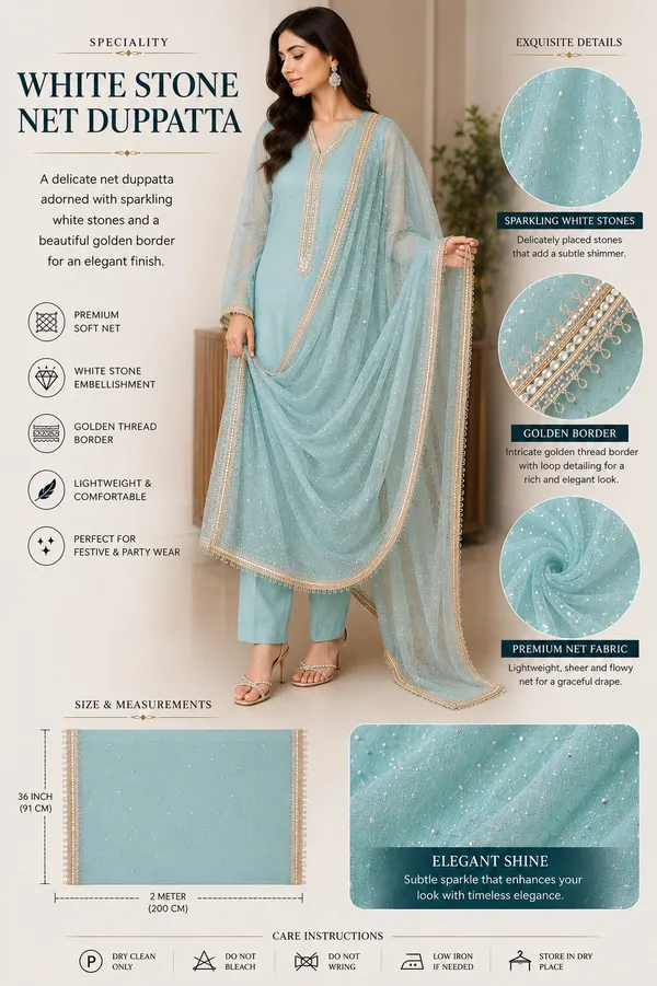 Sky_Blue_White_Stone_Net_Dupatta_for_Women_|_Soft_Net_Fabric_|_Golden_Thread_Border_|_Lightweight_Party_Wear,_Wedding_&_Festive_Dupatta_|_2_Meter