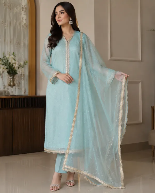 Sky_Blue_White_Stone_Net_Dupatta_for_Women_|_Soft_Net_Fabric_|_Golden_Thread_Border_|_Lightweight_Party_Wear,_Wedding_&_Festive_Dupatta_|_2_Meter