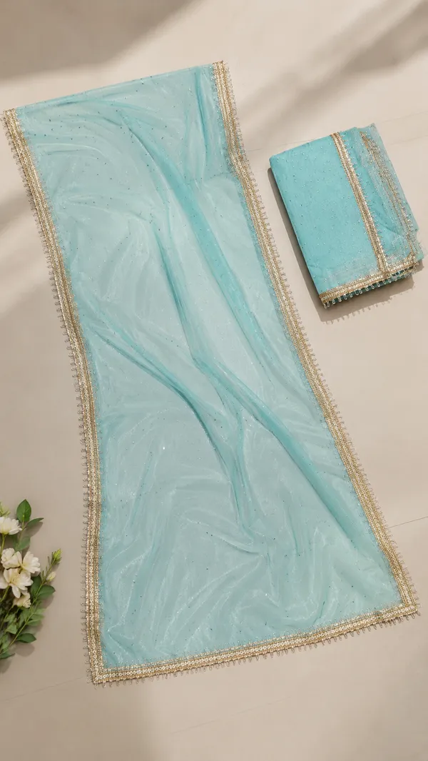 Sky_Blue_White_Stone_Net_Dupatta_for_Women_|_Soft_Net_Fabric_|_Golden_Thread_Border_|_Lightweight_Party_Wear,_Wedding_&_Festive_Dupatta_|_2_Meter