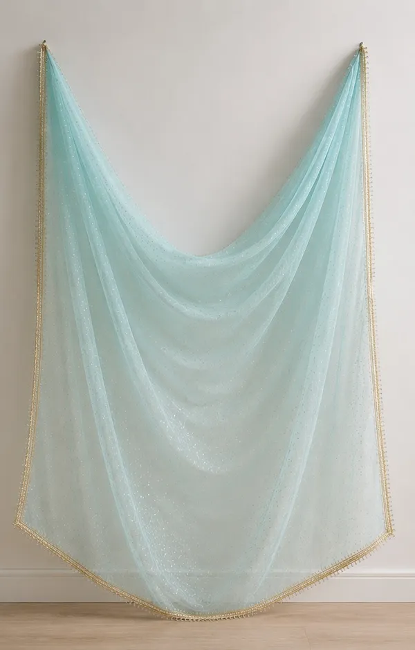 Sky_Blue_White_Stone_Net_Dupatta_for_Women_|_Soft_Net_Fabric_|_Golden_Thread_Border_|_Lightweight_Party_Wear,_Wedding_&_Festive_Dupatta_|_2_Meter