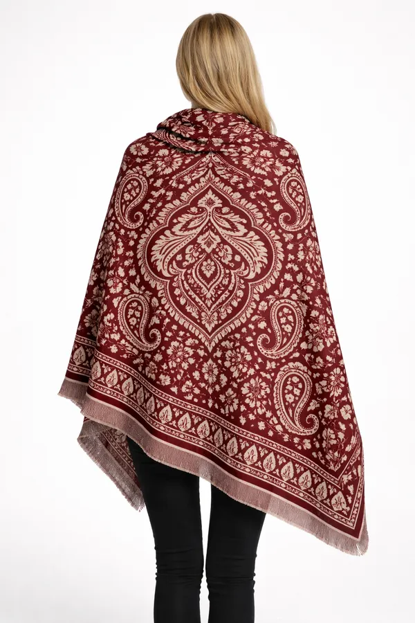 Maroon_Wool_With_Viscose_Soft_Kashmiri_Paisley_Design_Shawl_For_Women