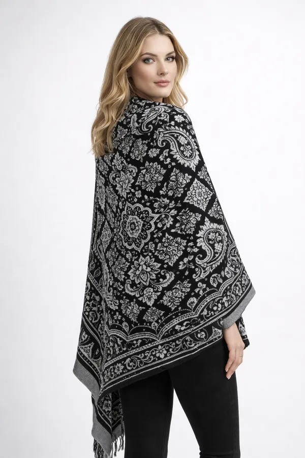White_And_Black_Wool_With_Viscose_Soft_Kashmiri_Paisley_Design_Shawl_For_Women
