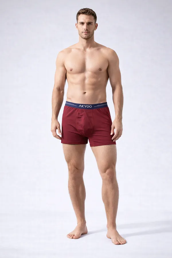 AKYOO_Maroon_Men's_Trunk_Underwear_Soft_Cotton_Stretch_Innerwear_for_Daily_Wear_Breathable_Comfortable_Fit