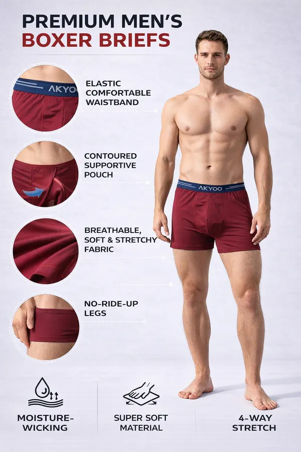 AKYOO_Maroon_Men's_Trunk_Underwear_Soft_Cotton_Stretch_Innerwear_for_Daily_Wear_Breathable_Comfortable_Fit