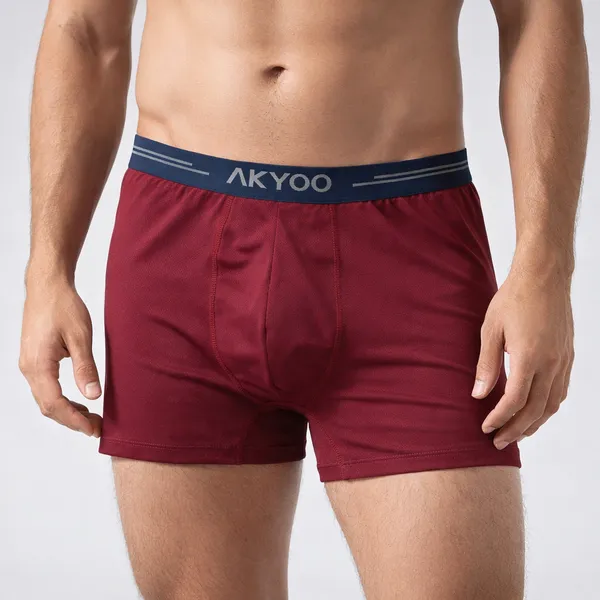 AKYOO_Maroon_Men's_Trunk_Underwear_Soft_Cotton_Stretch_Innerwear_for_Daily_Wear_Breathable_Comfortable_Fit