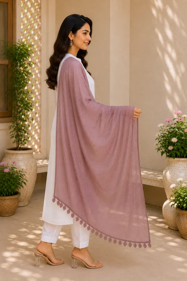 Designer_Dusty_Rose_Rayon_Dupatta_with_Elegant_Leaves_Lace_Border_|_Soft_&_Lightweight_Ethnic_Drape