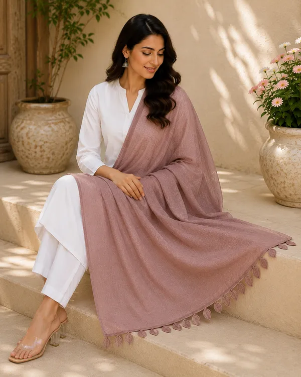 Designer_Dusty_Rose_Rayon_Dupatta_with_Elegant_Leaves_Lace_Border_|_Soft_&_Lightweight_Ethnic_Drape