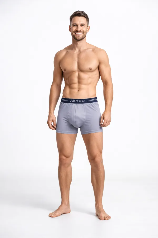 AKYOO_Grey_Men's_Trunk_Underwear_Soft_Cotton_Stretch_Innerwear_for_Daily_Wear_Breathable_Comfortable_Fit
