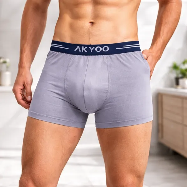 AKYOO_Grey_Men's_Trunk_Underwear_Soft_Cotton_Stretch_Innerwear_for_Daily_Wear_Breathable_Comfortable_Fit