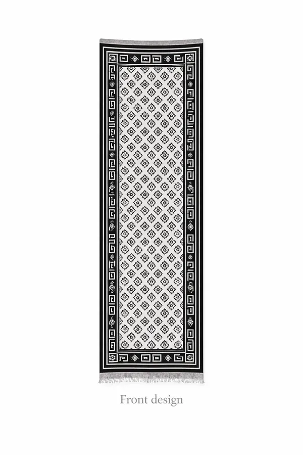 White_And_Black_Wool_With_Viscose_Soft_Monogram_Theme_Shawl_For_Women