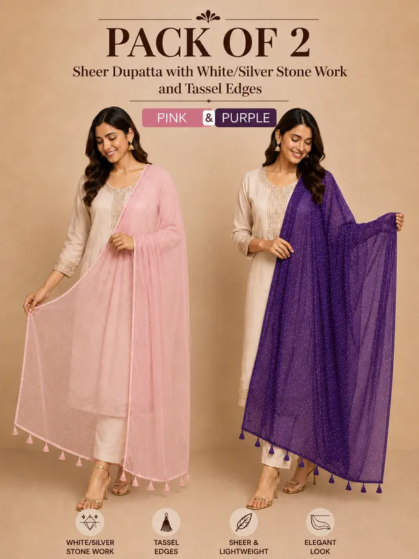 Women's_Cotton_Net_Dupatta_Combo_Pack_of_2_|_White_Stone_Embellishments_&_Tassel_Border_|_Pink_&_Wine_Purple