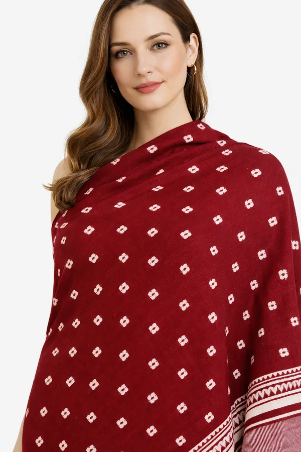 Maroon_Wool_With_Viscose_Soft_Ethnic_Shawl_For_Women