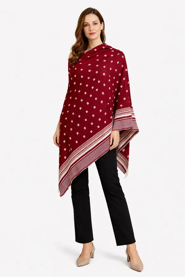 Maroon_Wool_With_Viscose_Soft_Ethnic_Shawl_For_Women