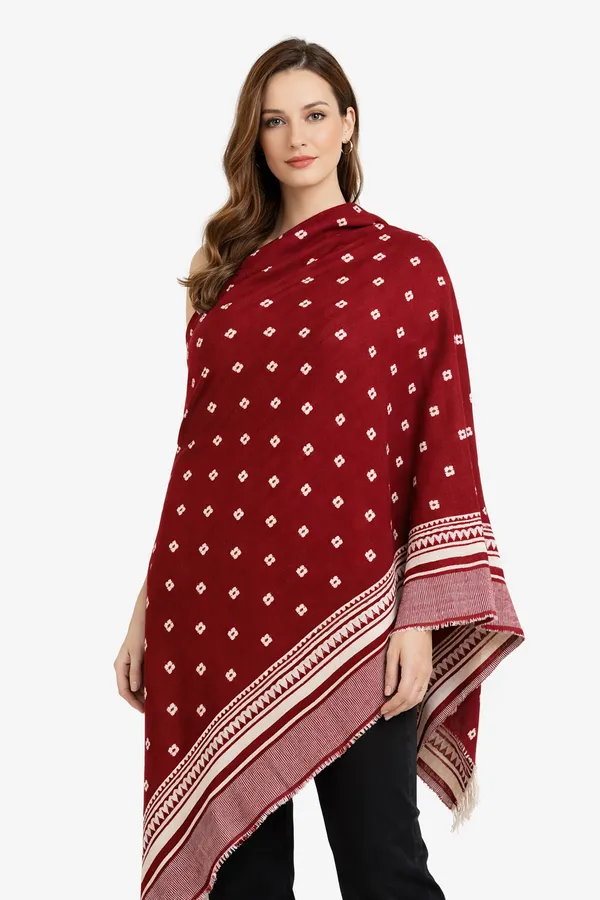 Maroon_Wool_With_Viscose_Soft_Ethnic_Shawl_For_Women